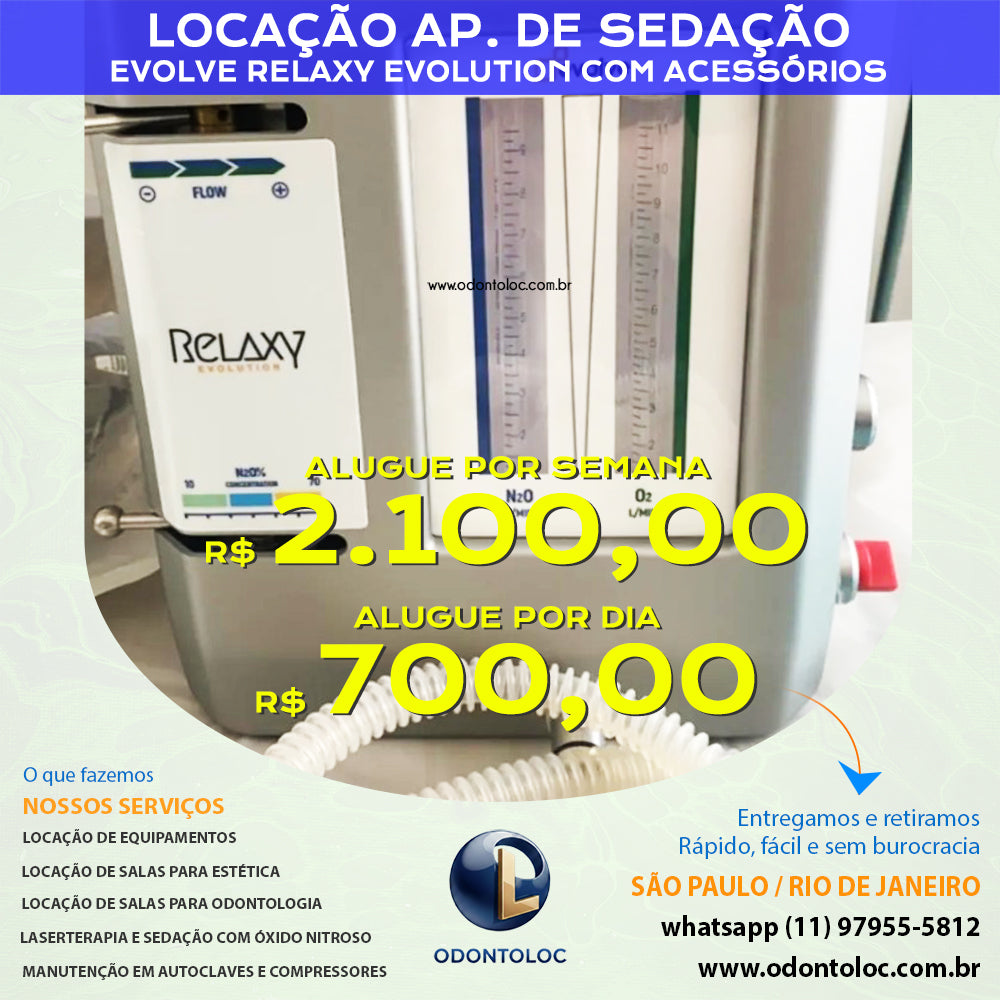 ALUGUE APARELHO DE SEDACAO - DIÁRIA R$ 700,00 ou SEMANA R$ 2.100,00 em até 12x no cartão (3x sem juros)