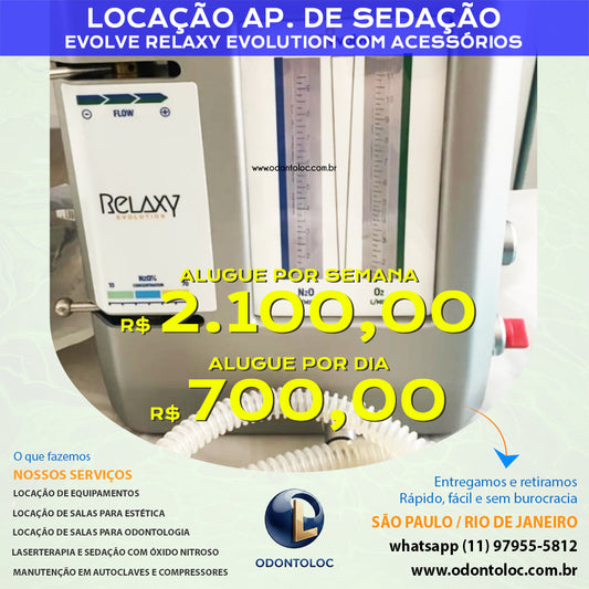 ALUGUE APARELHO DE SEDACAO - DIÁRIA R$ 700,00 ou SEMANA R$ 2.100,00 em até 12x no cartão (3x sem juros)