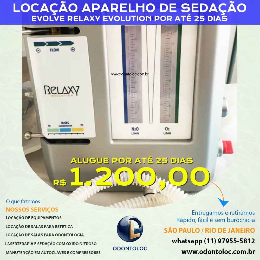 ALUGUE APARELHO DE SEDAÇÃO COM ACESSÓRIOS - Por até 25 dias R$ 1.200,00 em até 12x no cartão (3x sem juros)