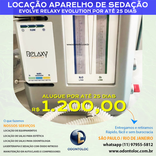 ALUGUE APARELHO DE SEDAÇÃO COM ACESSÓRIOS - Por até 25 dias R$ 1.200,00 em até 12x no cartão (3x sem juros)