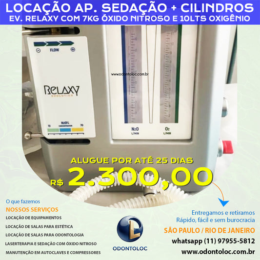 ALUGUE APARELHO DE SEDAÇÃO COM PAR DE CILINDROS - Por até 25 dias R$ 2.300,00 em até 12x no cartão (3x sem juros)