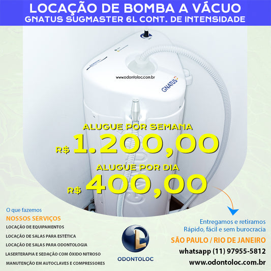 ALUGUE BOMBA A VACUO - Diária R$ 400,00 / Semana R$ 1.200,00 / Mensal R$ 3.600,00 em até 12x no cartão (3x sem juros)