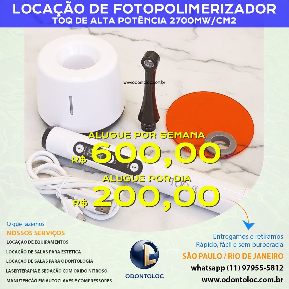ALUGUE FOTOPOLIMERIZADOR ALTA POTÊNCIA - Diária R$ 200,00 / Semana R$ 600,00 / Mensal R$ 1.800,00 em até 12x no cartão (3x sem juros)