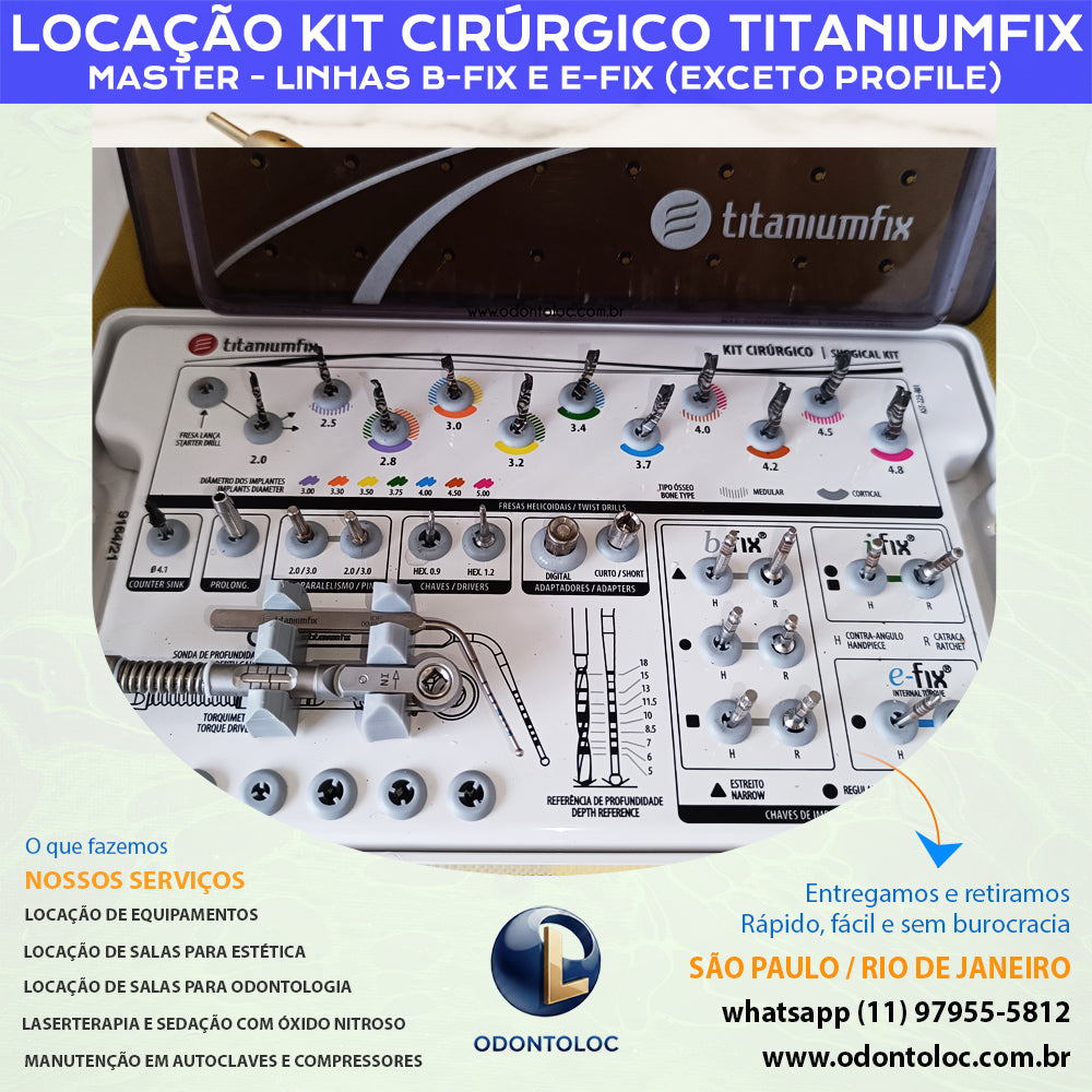ALUGUE KIT CIRÚRGICO MASTER TITANIUMFIX - Diária R$ 300,00 / Semana R$ 900,00 / Mensal R$ 2.700,00 em até 12x no cartão (3x sem juros)