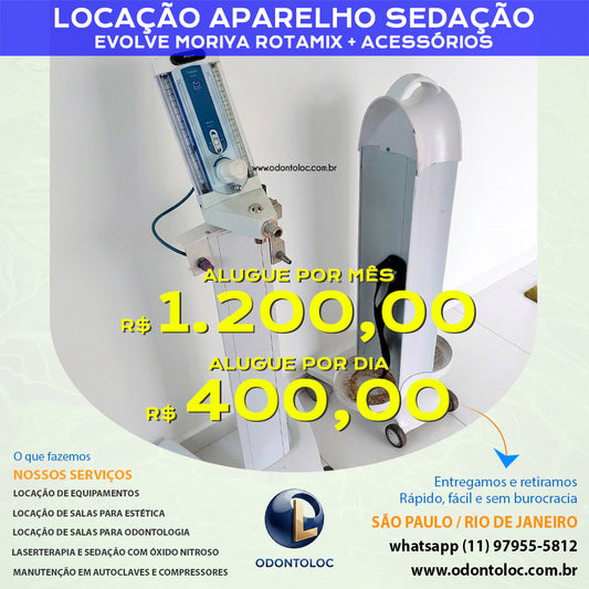 ALUGUE APARELHO DE SEDAÇÃO ROTAMIX - Diária R$ 400,00 em até 12x no cartão (3x sem juros)