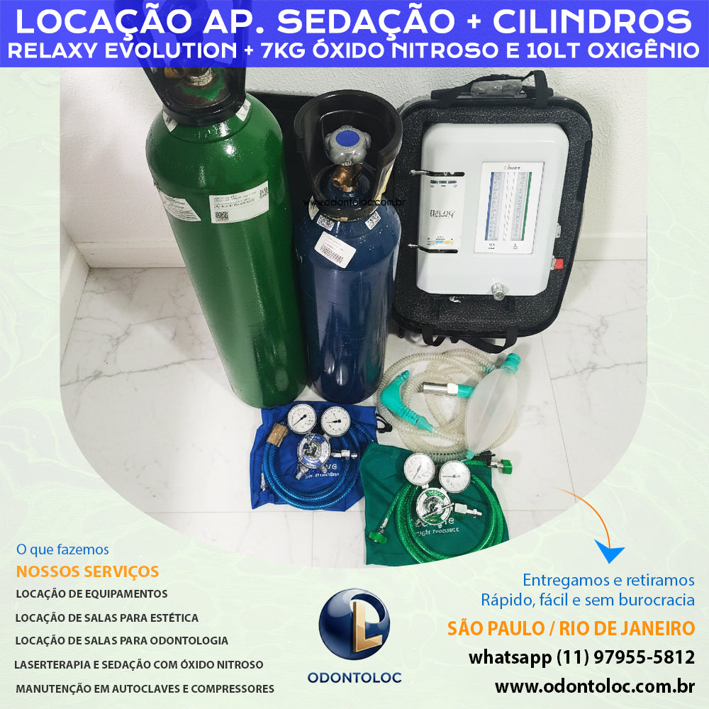 ALUGUE APARELHO DE SEDAÇÃO RELAXY COM PAR DE CILINDROS - Diária R$ 1.500,00