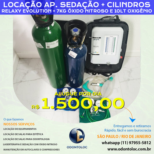 ALUGUE APARELHO DE SEDAÇÃO RELAXY COM PAR DE CILINDROS - Diária R$ 1.500,00