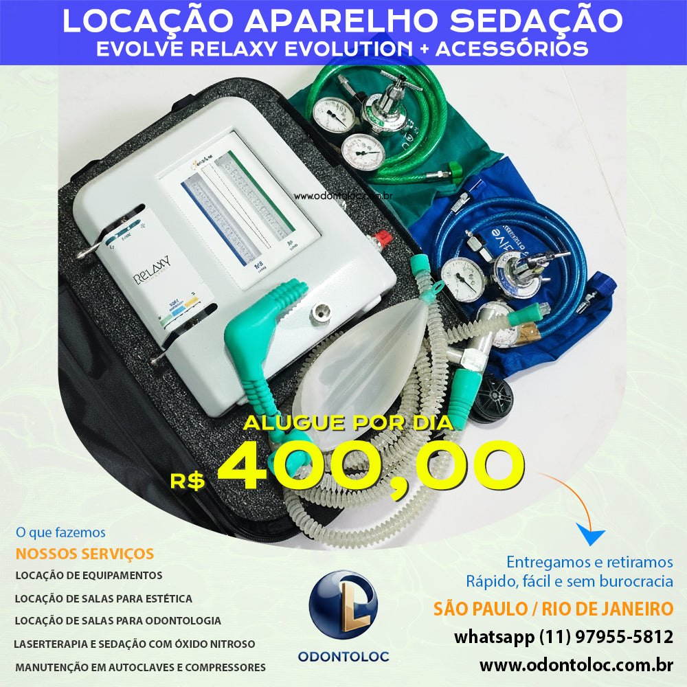 ALUGUE APARELHO DE SEDAÇÃO RELAXY - Diária R$ 400,00 em até 12x no cartão (3x sem juros)