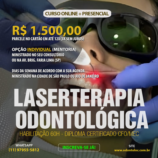 HABILITACAO - Laserterapia [MEC 60H] - Curso individual na cidade de São Paulo ou Rio de Janeiro - R$ 1.600,00 em até 12x no cartão (3x sem juros)
