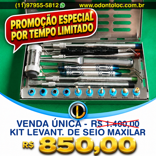 [NOVO] VENDA UNICA - Kit levantamento de seio maxilar - R$ 1.400,00 em até 12x no cartão (3x sem juros)