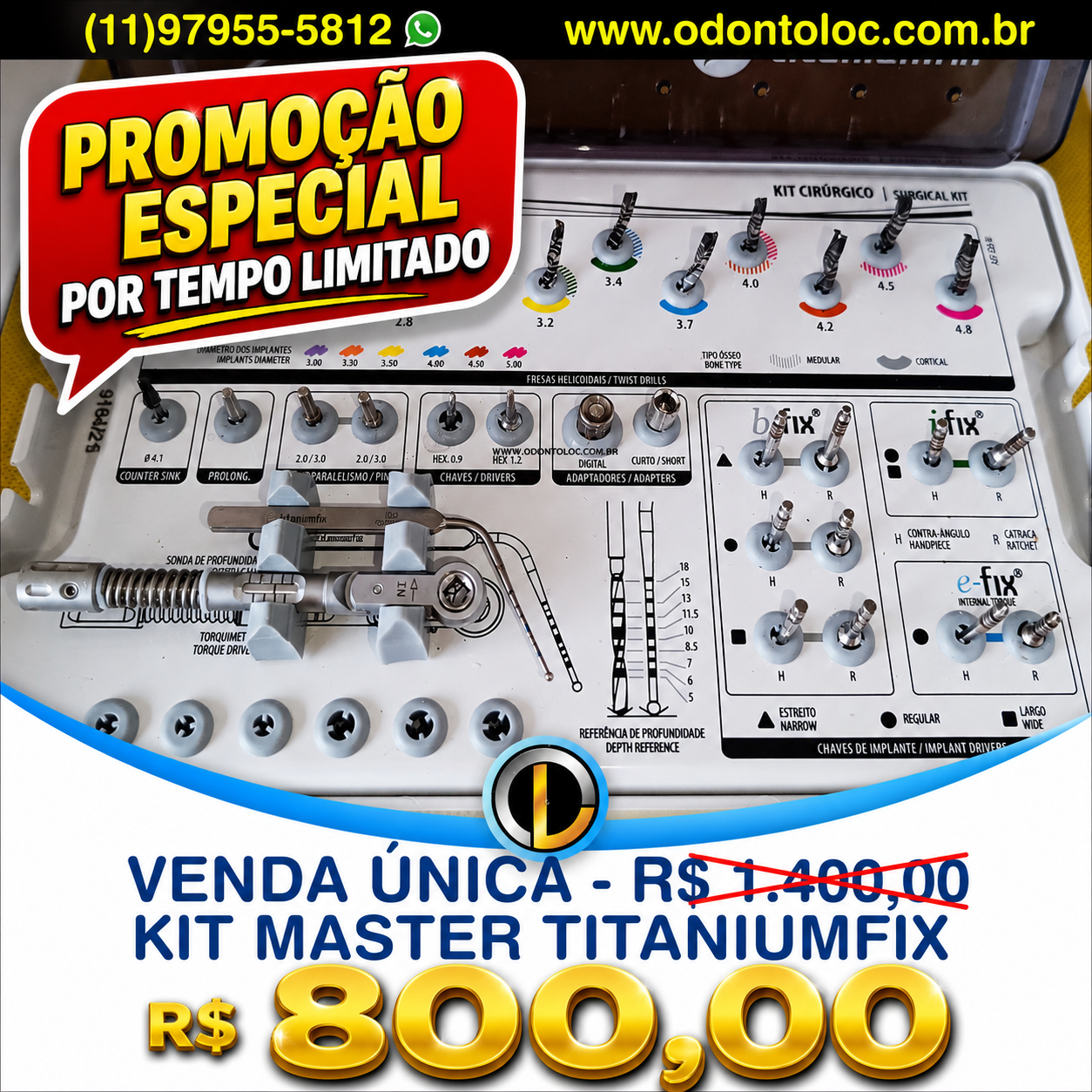 [POUCO USO] VENDA UNICA - Kit Cirurgico Master TitaniumFix - R$ 1.400,00 em até 12x no cartão (3x sem juros)