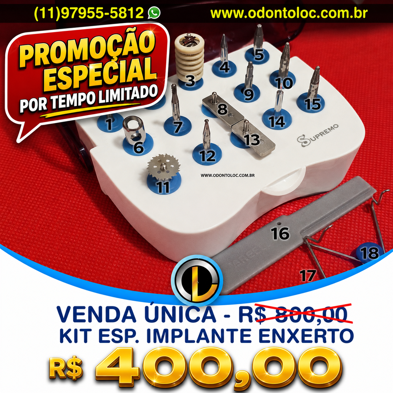 [POUCO USO] VENDA UNICA - Kit brocas e itens para cirurgias, enxerto e implantes - R$ 800,00 em até 12x no cartão (3x sem juros)