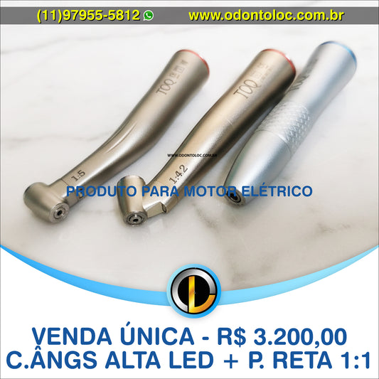 [NOVO] VENDA UNICA - 2 Contra ângulos LED 1:5 (alta rotação) + Peça reta 1:1 para motor elétrico - R$ 3.200,00 em até 12x no cartão (3x sem juros)