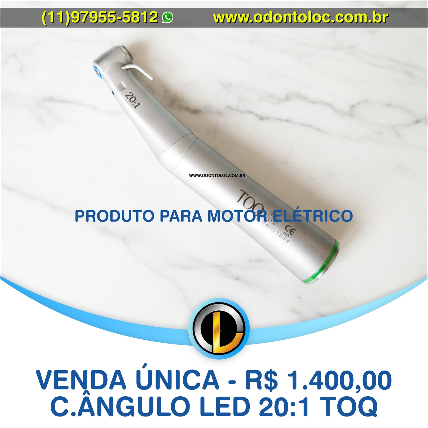 [NOVO] VENDA UNICA - Contra ângulo 20:1 LED para motor de implante / elétrico - R$ 1.400,00 em até 12x no cartão (3x sem juros)