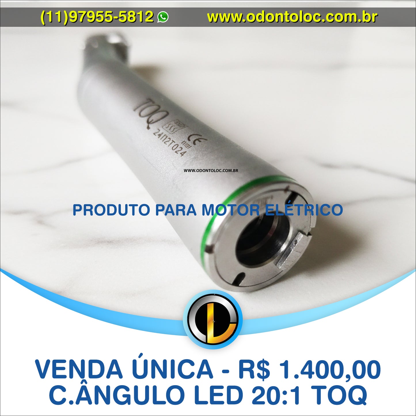 [NOVO] VENDA UNICA - Contra ângulo 20:1 LED para motor de implante / elétrico - R$ 1.400,00 em até 12x no cartão (3x sem juros)
