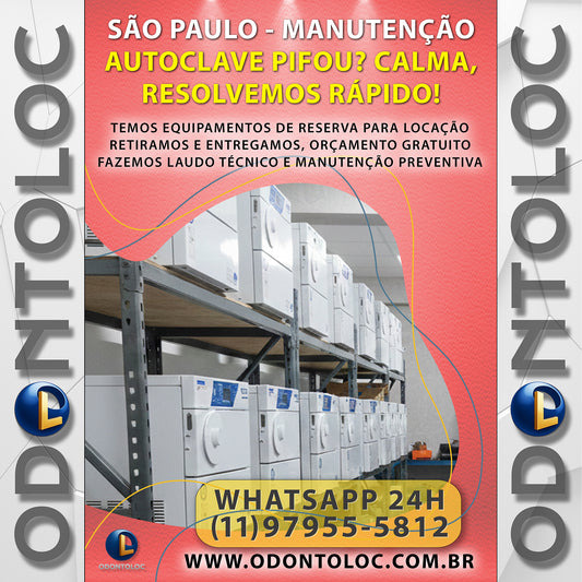 MANUTENÇÃO DE AUTOCLAVE com ou sem equipamento reserva -  Orçamento gratuito. Reparo em até 12x no cartão (3x sem juros)