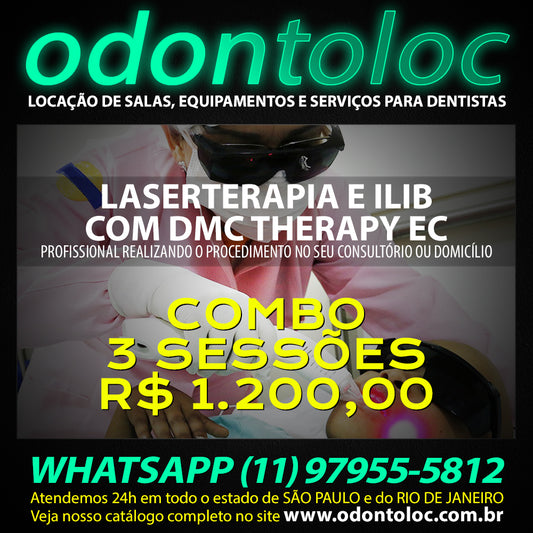 APLICAÇÃO DE LASER + ILIB NO CONSULTÓRIO OU DOMICÍLIO - Combo 3 sessões (1x por semana) por R$ 1.200,00 em até 12x no cartão (3x sem juros)